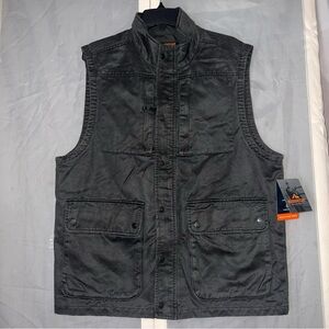 Ridgecut Heritage Utility Work Vest Gray Canvas L NWT Pockets Outdoor Toughwear